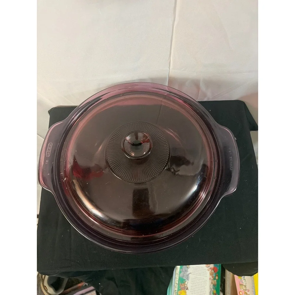 Corning Visions Dutch Oven 5L Cranberry Purple Good Glass Lid V-5-B USA